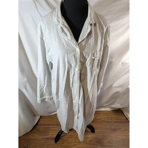 Pluto Belgium Gray Size 44 Large Button Down Pajama Shirt Gown